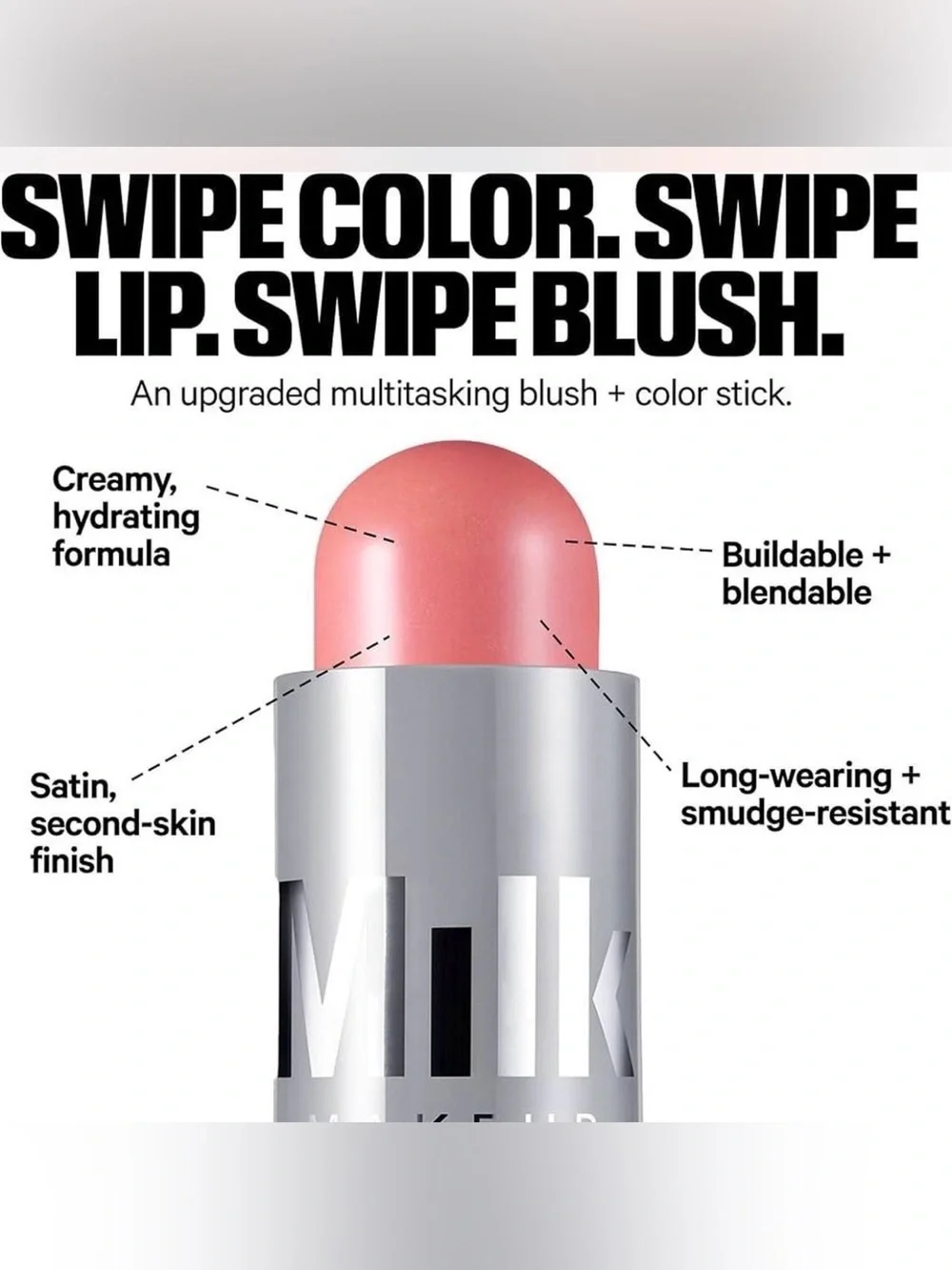 Milk Makeup Lip + Cheek Stick in Perk (Coral Shimmer) NIB